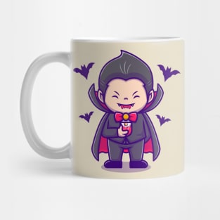 Cute Dracula Drink Blood Juice With Bat Mug